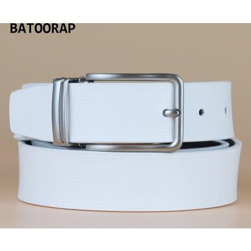 2021 Mens White Leather Belt Pin Buckle Casual Trouser Strap Male Jeans Luxury Belts ZKYY-HW011