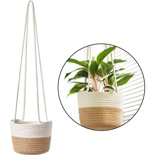 Hand Weave Rope ing Basket Garden Planter Flowers Pot Holder Kitchen Home ing Storage Basket