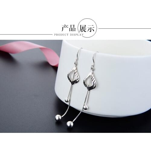 S925 sterling silver earrings Korean version of simple drop-shaped bead earrings free shipping