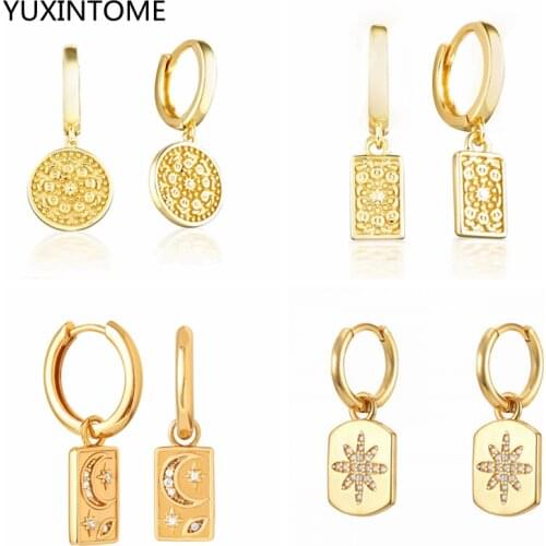 Real 925 silver ear buckle Hoop Earrings For Women Luxury Fashion Flower Embossed Coin Piercing Earring Jewelry Pendientes