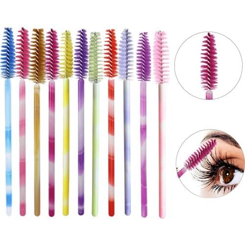 50 Pcs Disposable Eyelash Brush Multicolor Rod Mascara Wands Brow Brush Portable Eyelash Comb Eyelash Extension Makeup Tools