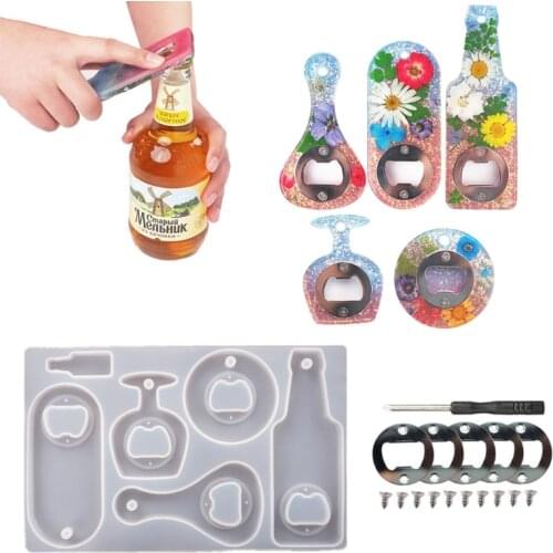DIY Crystal Epoxy Resin Mold Beer Spanner Bottle Opener Silicone Mould