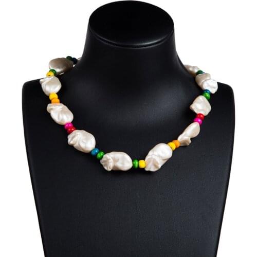 COWBREAD Trend Women Necklace Imitation Pearl Choker Simple Necklace Bohemian Wild Clavicle Chain Neck Jewelry