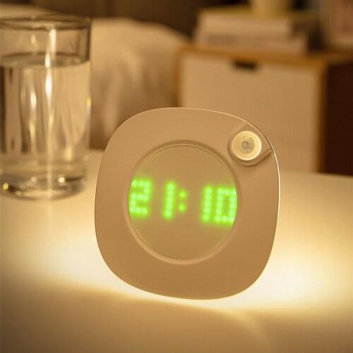 Toilet Night Light with Clock Battery/USB Lamp PIR Motion Sensor LED Light for WC Bathroom Bedroom Closet Magnetic Wall Lamps