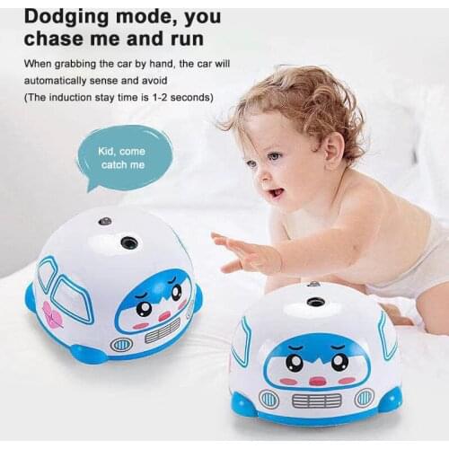 Smart Sensor Cartoon Car Gesture Induction Pressing Car Obstacle Avoidance Flashing Light Induction Pulley Car Toy Gift