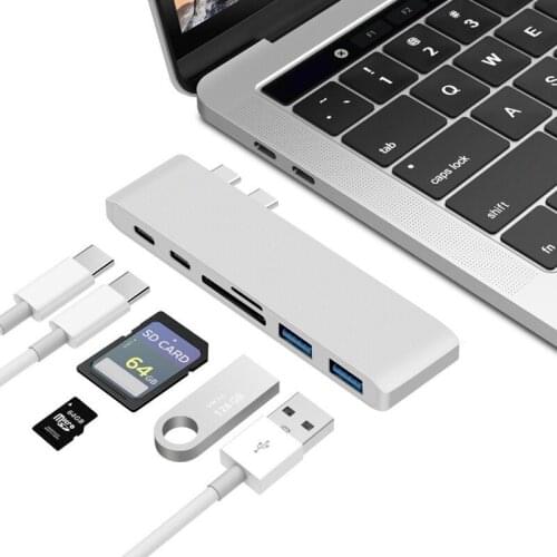 USB 3.1 Type-C Hub To HDMI-compatible Adapter 4K Thunderbolt 3 USB C Hub with Hub 3.0 TF SD Reader Slot PD for MacBook Pro/Air