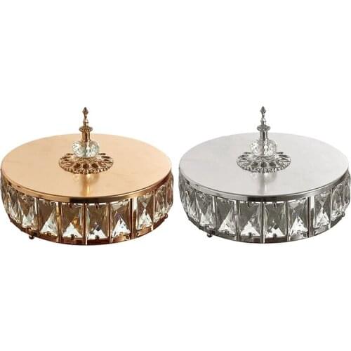 European Crystal Metal Storage Tray Dotted Fruit Plate Freezing Jewelry Display Rotary Candy Decor Tray Mirror
