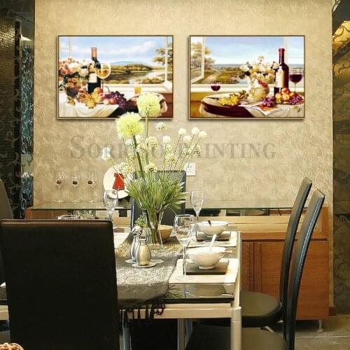 Wine Champagne Flower Fruit Still Life Canvas Painting Home Restaurant Decor Poster Prints Pictures For Dining Room bar Wall Art