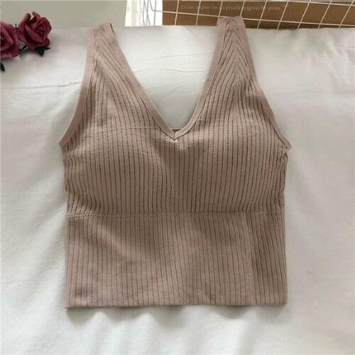Womens Tank Top Ladies Sexy Knitted Camisole Pad Massage Underwear Backless Sleeveless Intimates Lingerie For Femme One Size