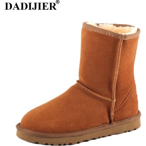 DADIJIER New Women Snow boots Fashion Quality Genuine Suede Leather Australia Classic Warm Winter shoes Snow Boots ST226