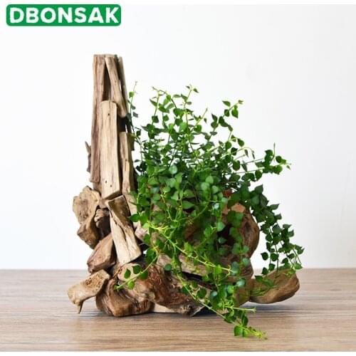 1 Set Wooden Flower Pot Hydroponic Glass Vase Hand Made Home Furnishings Indoor Soil Potted Plants Fleshy Pot Candle Decoration