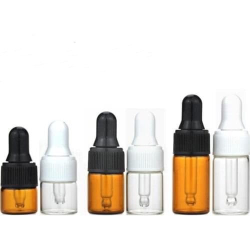 2 3 5 ML Mini Amber Glass Essential Oil Dropper Bottles Refillable Empty Cosmetic Liquid Lotion Sample Container LX3998