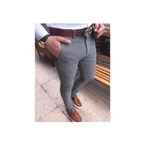 2021 Slim suit trousers youth solid color trousers ninth trousers small feet casual pants trousers