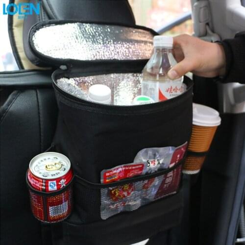 35CM*28CM 1PC Cloth Car Seat Back Bag insulation storage pocket black Universal Cup holder Tissue Box Organizer Multifunctional