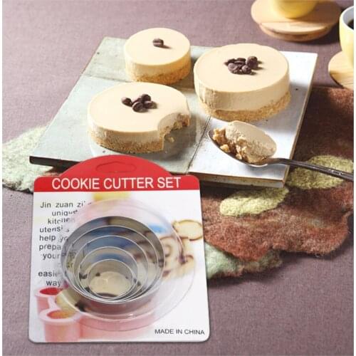 5Pcs/set Stainless Steel Round Circle Cookie Mousse Cake Ring Cake Gum Paste Mould Layer Slicer DIY Wedding Cake Tools H492