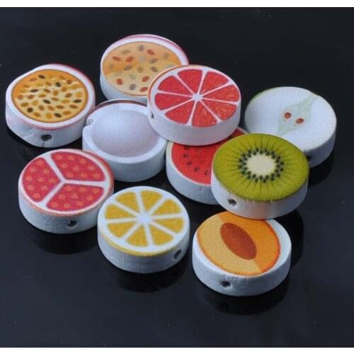 19mm 50pcs Fruit painted Wooden Spacer Beads For Jewelry making DIY MT0305