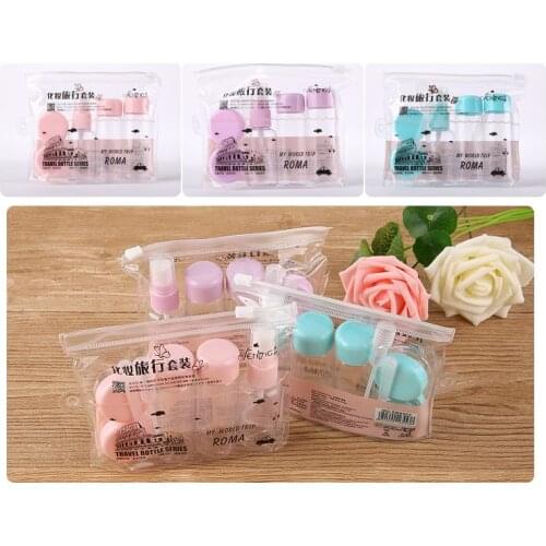 7pc/Set Mini Travel Makeup Cosmetic Face Cream Pot Bottles Plastic Transparent Empty Make Up Container Bottle Travel Accessories