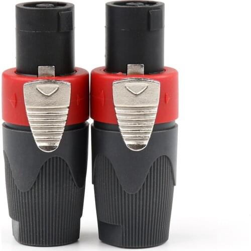 Artudatech 2 Pcs High Quality Speakon 4 Pin Male Plug Compatible Audio Cable Connector Red