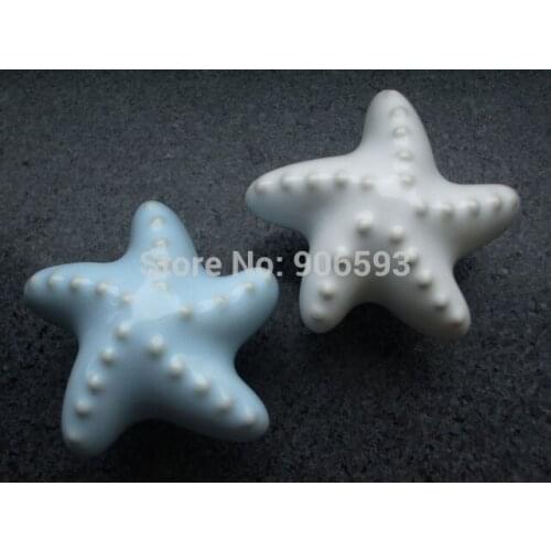 Free shipping starfish ceramic cabinet knob 12pcs/lot
