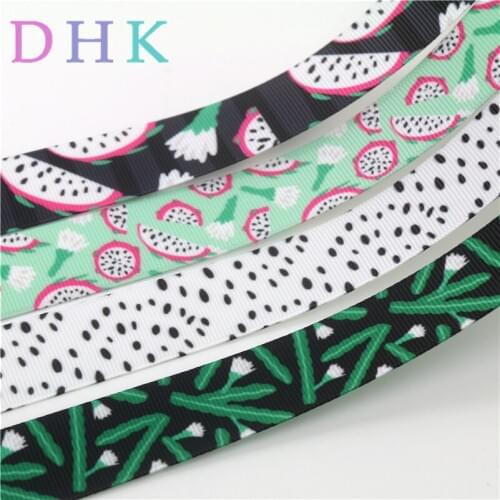 DHK 7/8''10yards Dragon fruit Printed Grosgrain Ribbon Accessory hairbow headwear decoration Wholesale DIY OEM 22mm B1812