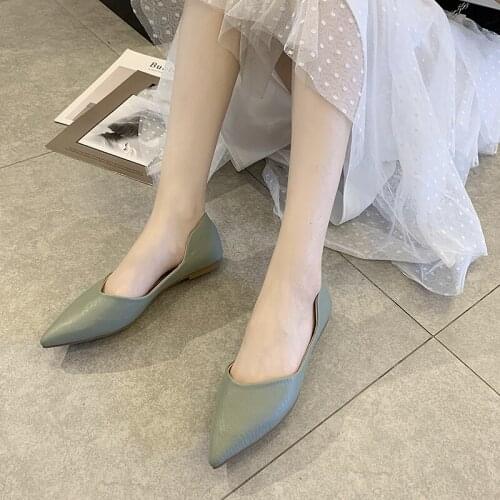 Literary Ballet elegant Breathable Pointed Shoes Womens Casual Flat Shoes Pure color Female classic Soft Ladies Zapatos U19-97