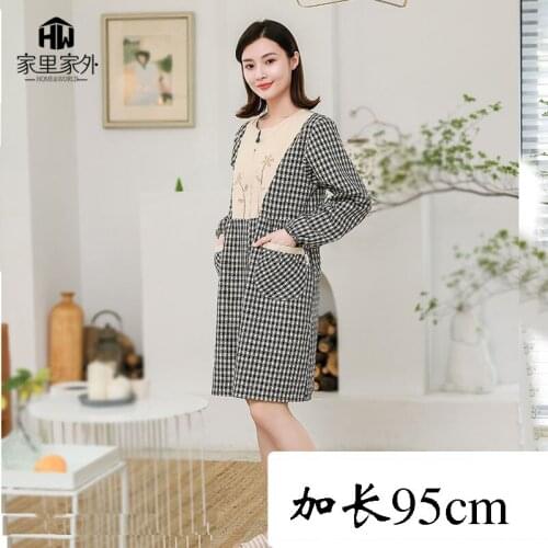 Apron household kitchen waterproof and oil-proof fashion work clothes overalls long-sleeved zipper adult Japanese cute