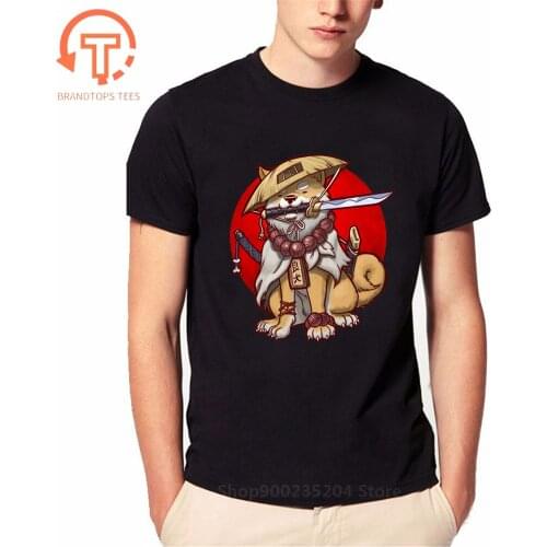 Japan Anime Akita Samurai Ronin T-Shirt Awesome Kawaii Shiba Dog Inu T Shirt Animal Lovers Clothes Men Dabbing Dog Tshirt Hombre