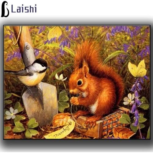 Hot diamond embroidery animal squirrel diamond painting full square diamond mosaic cross stitch landscape home decoration gift