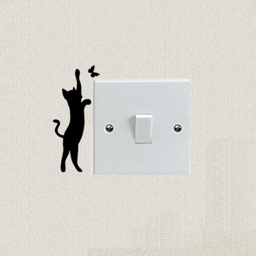 CAT BUTTERFLY ANIMAL Vinyl Switch Stickers Cute Funny Cartoon Decoration Wall Sticker 2SS0442