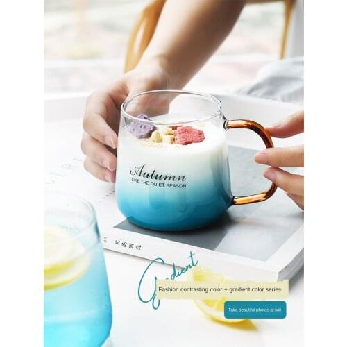 Creative Letter Glass with Handle Nordic Heat-Resistant Cup Office Coffee Cup Household Cold Drink Cup