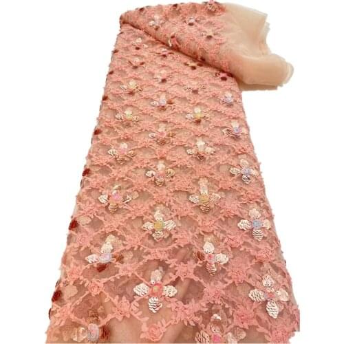 SJ Lace French African Nigerian Sequins Mesh Lace Fabrics 2021 High Quality Lace Material For Wedding Dress Sewing r4-73