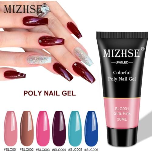 MIZHSE 12 Colors 30ml/15ml Poly Nail Gel Red Blue Yellow Extension Gel Nail Gel Matte Top Soak Off UV Hard Fast Builder Gel