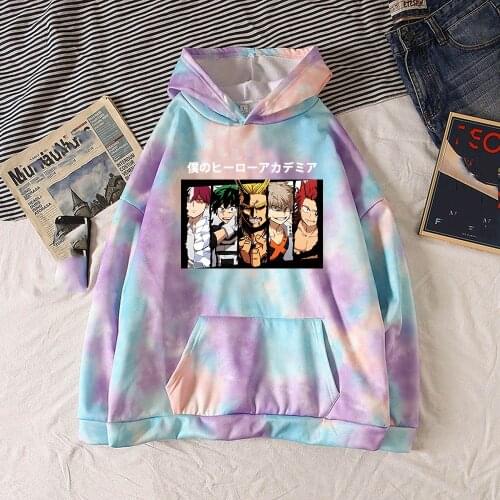 My Hero Academia Printed Pullover Sweatshirt Women Men Fashion Spring Autumn Hip Hop Tie-dye Hoodie Pullover