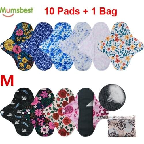 [Mumsbest] 10Pcs Washable Girls Sanitary Towels Absorvent Panties Premama Napkins Period Daily Regular Flow Menstrual Pad