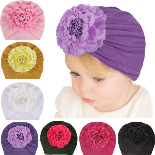 New 1PCS Newborn Infant Hat Headwear Toddler Peony Flower Baby Caps Hair Accessories Protective Hat for Children Kids