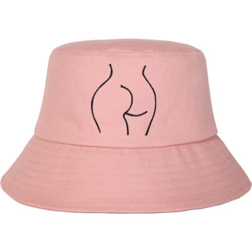 YIZISToRe original casual canvas embroidery bucket hats for girls and boys in character line drawing series(FUN KIK)