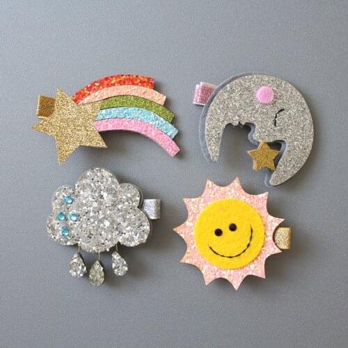 Resale Delicated Moon Modish Girls Hair Clip Rainbow Hairpin Kid Hair Clip Barrette Cartoon Sun Shape Hairpin Winter Style Hair