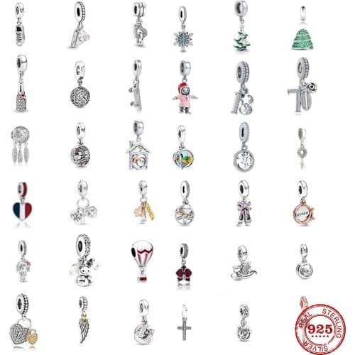 Fit Original Pandora Charms Bracelet 925 Sterling Silver Interlocking Hearts Family Tree Dangle bead DIY Jewelry Making Berloque