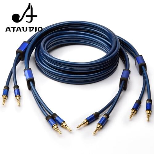 ATAUDIO Silver-plated hifi speaker cable Hi-end speaker cord with banana and Y plugs for speaker