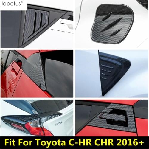 Carbon Fiber Look Accessories For Toyota C-HR CHR 2016 - 2021 ABS Rear Tail Triangle Window Spoiler Wing Panel Cover Kit Trim