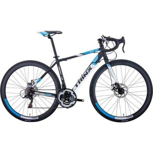 Blue aluminum alloy curved handlebar road bike double V brake system self-propelled bicycle 700C wheel long distance