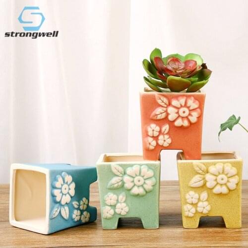 Strongwell Fairy Garden Pot Decoration Mini Succulent Flower Pot Home Office Decoration Ornament Hnad Painted Plants Planter