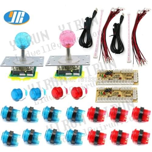 LED Arcade DIY Kit Zero Delay USB Board PC 2X Raspberry Pi 2X 4/8 Way Joystick 16X Illuminated 28MM Push Button 4X 24MM