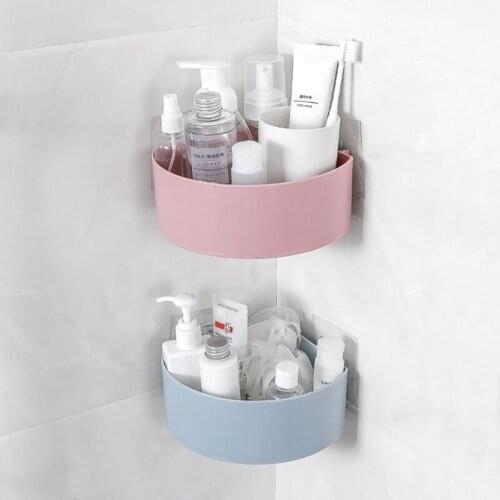 Kitchen Triangular Sink Drain Storage Rack Sponge Holder with Sticker Bathroom Support Corner Hanging Shelf Soap Box