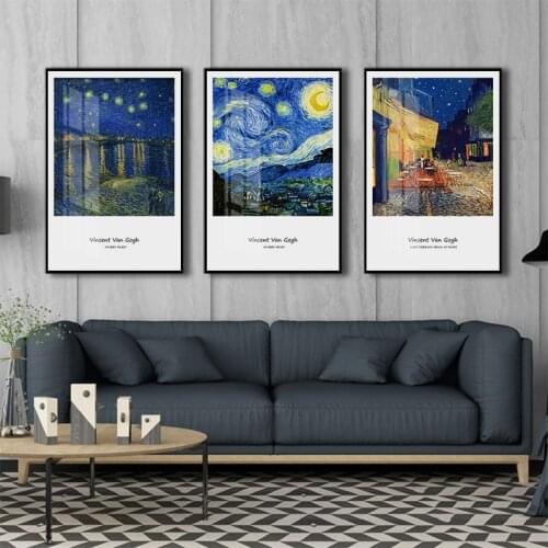 Van Gogh Starry Night Poster Abstract Landscape Canvas Painting Wall Art Print Decorative Pictures for Living Room Home Decor