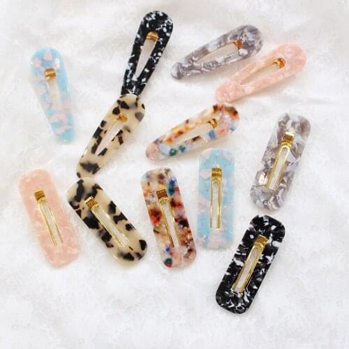 Vintage Hair Clip Waterdrop Rectangle Hair Pins Accessories Korea Hollow Geometric Waterdrop Acrylic Women Girls Hairpins