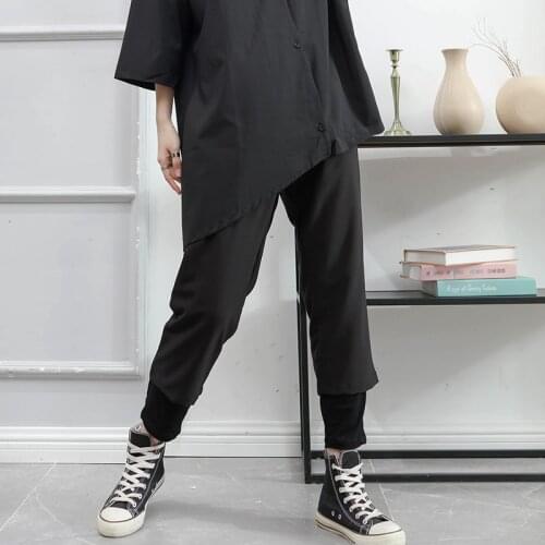 Yamamoto style Capris womens summer thin loose straight casual pants Japanese dark black leggings