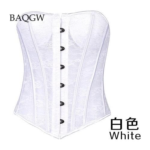 Women Sexy Bustiers Corset White Wedding Party Club Lace Up Mesh See Through Waist Slimming Punk Goth Korset Femme Sexy Corset
