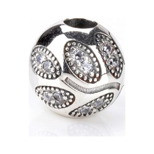 1pc Silver Color Beads Fine Leaves Crystal Stopper safety Bead For Original Pandora Charm Bracelets & Bangles Jewelry