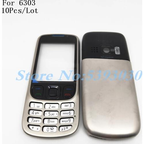 10Pcs/Lot New Full Phone Housing Cover Case +English Keypad For Nokia 6303c 6303 6303i